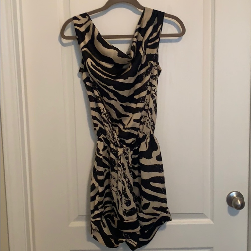 Romper with tan and black print